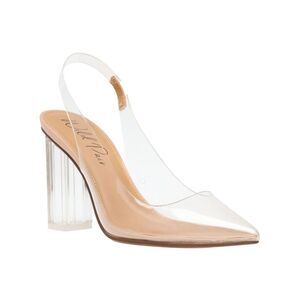 WILD PAIR Womens Beige Dharma Pointed Toe Block Heel Slip On Slingback 5 M